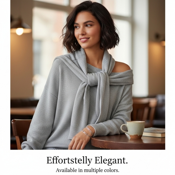 Avenue knit sequin sweater w/ infinity scarf NWT - Picture 1 of 5